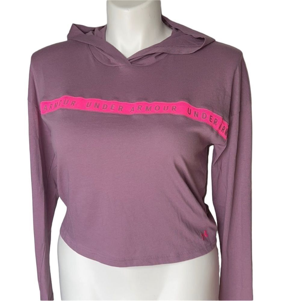 Under Armour Ladies Purple Hooded Long Sleeve Crop Shirt Size Medium